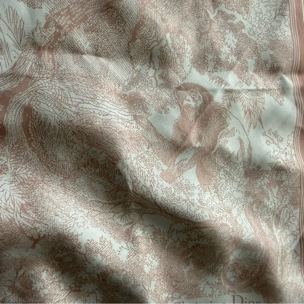 Dior Cream and Brown Silk Scarf